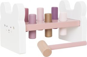 Jabadabado wooden toy hammer peg bunny pink, white 22x12x11 cm