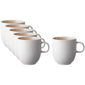 Studio Round North cup / mug 0.3 l with handle 0.33 l matt white, matt coloured sand 6 pcs