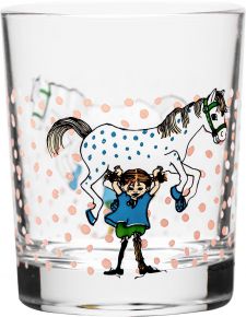 Muurla Pippi Longstocking Pippi and horse glass 0.2 l clear, pink, blue