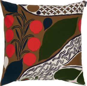 Marimekko Rusakko (brown hare) cushion cover 50x50 cm brown, dark blue, red