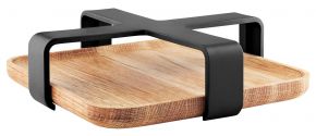 Eva Solo Nordic Kitchen paper napkin holder 19x19 cm black with wooden insert