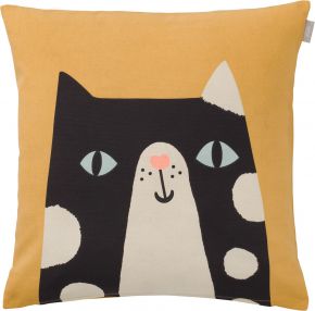 Spira of Sweden Kompiskudde Doris cushion cover (oeko-tex) 47x47 cm mustard, black, beige, blue, pin