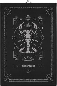 Ekeklund Zodiac Signs Scorpio tea towel (oeko-tex) 48x70 cm black, grey