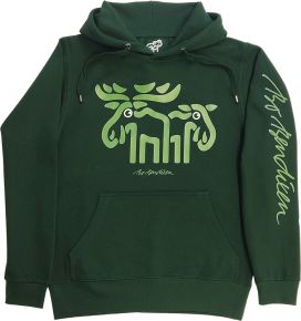 Bo Bendixen unisex hooded sweatshirt fleece (eco-tex) printed moose green