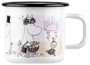 Muurla Moomin beach mug enamel 0.37 l white, pink, beige, black, yellow