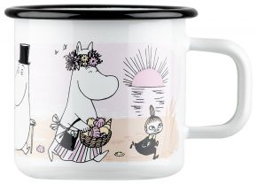 Muurla Moomins beach cup / mug enamel 0.37 l white, pink, beige, black, yellow