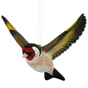Wildlife Garden DecoBird Flying Goldfinch hand carved