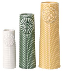 Dottir Nordic Design Pipanella Flocks wild meadow vase set of 3 white, green, yellow