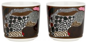 Marimekko Rusakko (brown hare) Oiva mug without handle 0.2 l 2 pcs cream, brown, dark green, red
