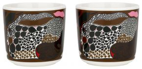 Marimekko Rusakko (brown hare) Oiva cup / mug without handle 0.2 l 2 pcs cream, brown, dark green, r