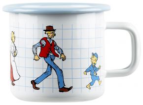 Muurla Emil in L. the Katthult people cup / mug enamel 0.37 l white, blue, red, yellow