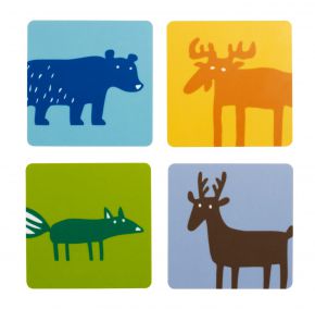 Bengt & Lotta Wild Animals coaster 9x9 cm 4 pcs multicolored