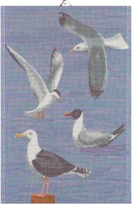 Ekeklund Maritime Seagulls tea towel (eco-tex) 40x60 cm blue, white, black, orange