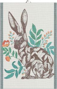 Ekeklund Easter Leafbunny tea towel (oeko-tex) 40x60 cm brown, green, orange, creme