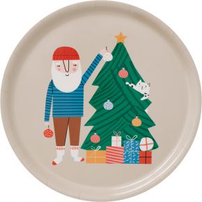 Spira of Sweden Kompisbricka Jul-Ebbot tray Ø 31 cm beige, multicolor