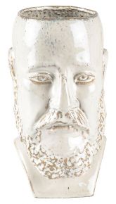 Villa Collection vase / flower pot face with beard height 26 cm stoneware white