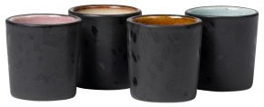 Bitz Stoneware egg cup set of 4 black, amber, rose, blue