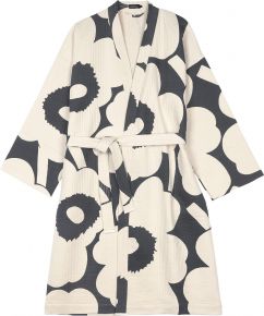 Marimekko Ladies bathrobe charcoal, off white Unikko