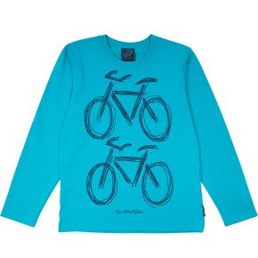 Bo Bendixen Unisex T-Shirt long sleeve, turquoise, black 2 Bicycles