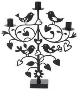 Bengt & Lotta Lovebirds candlestick 3 flames height 37.5 cm black