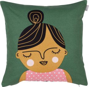 Spira of Sweden Kompiskudde Esmeralda cushion cover (oeko-tex) 47x47 cm green, brown, black, pink